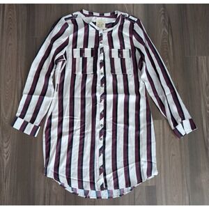 Chaser Women Dress Small Striped Shirtdress Button Front Missing Belt Long Sleev